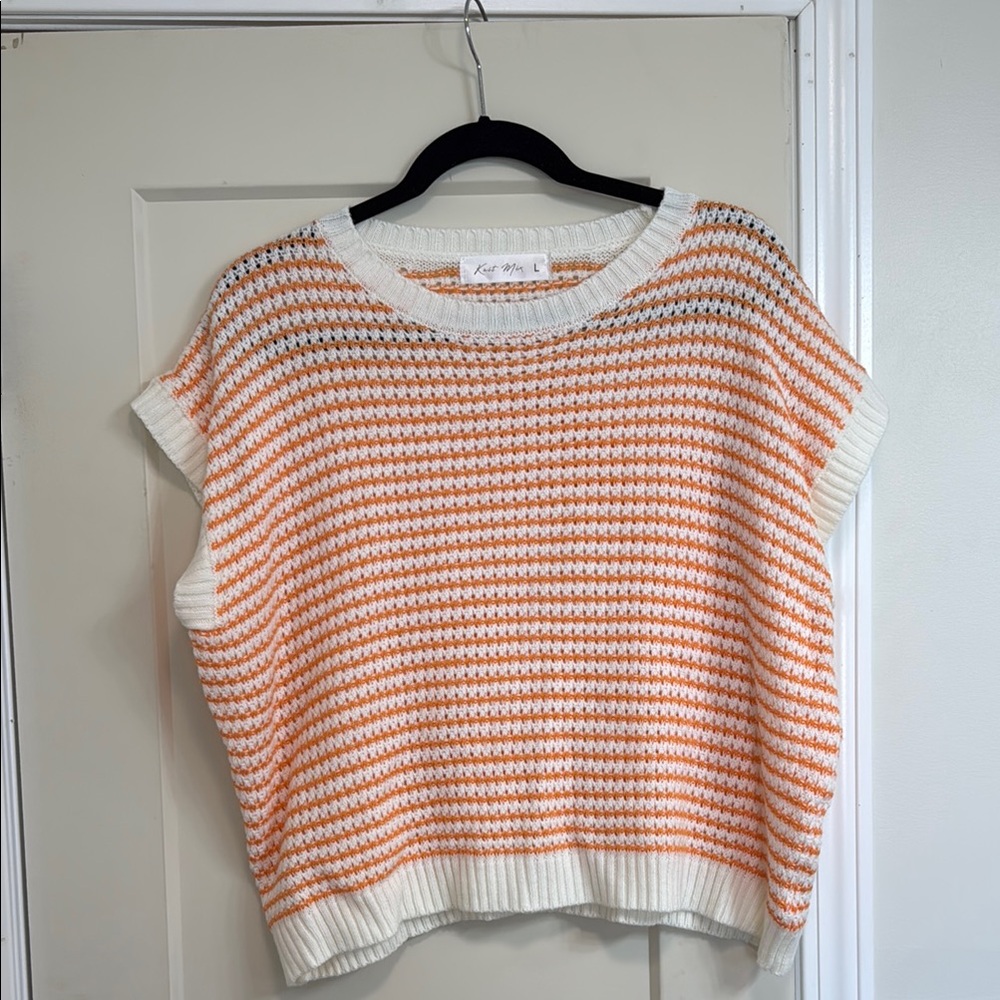 Orange and White Striped Knit Top